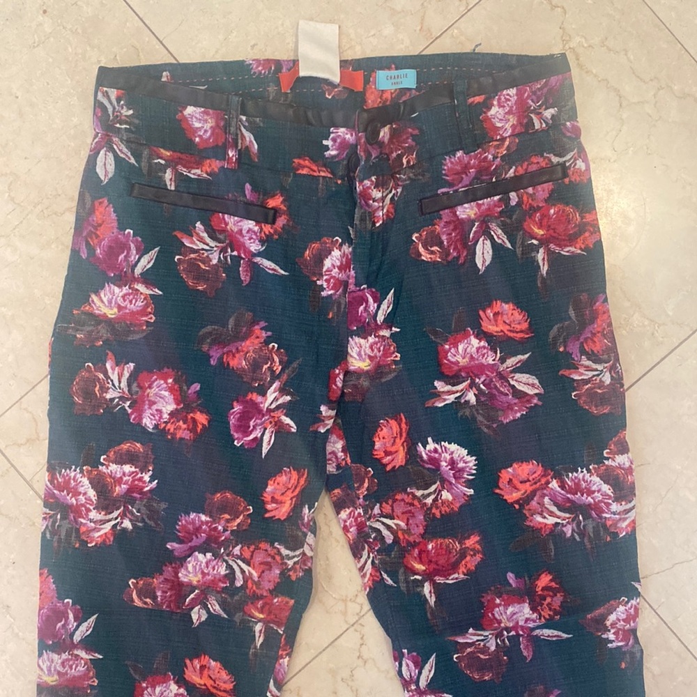 Cartonnier cropped ankle charlie green pink floral pant